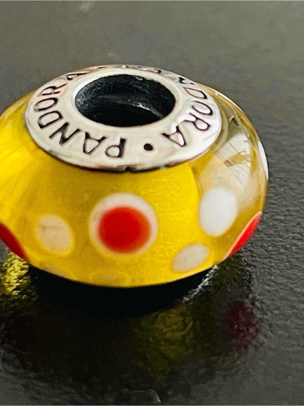 Pandora Yellow Glass Polka Dot Charm Bead